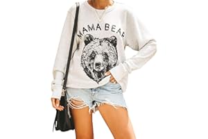 Blooming Jelly Womens Mama Bear Sweatshirt Crewneck Loose Fit Cute Long Sleeve Tops Graphic Fall Outfits Winter Clothes