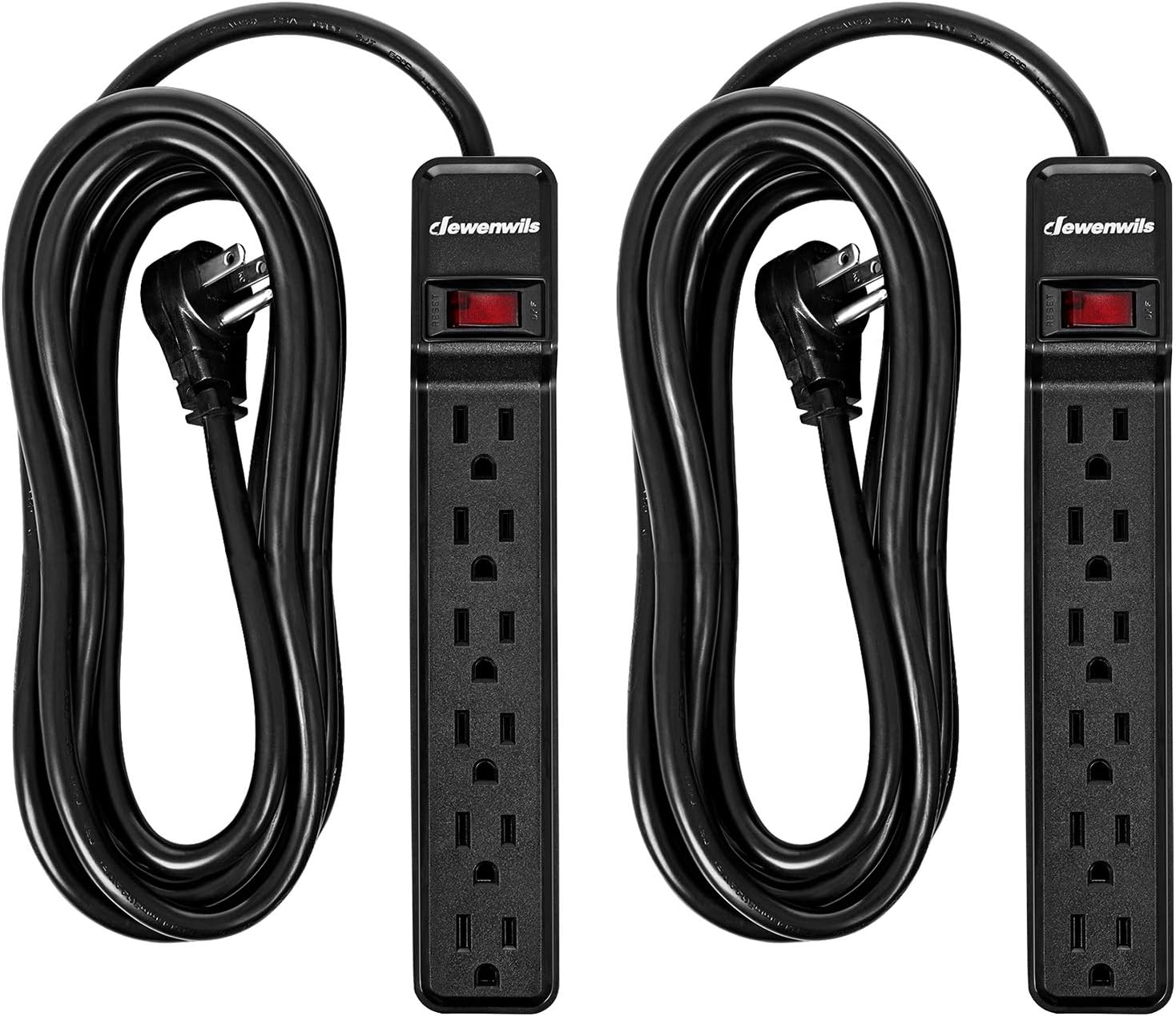 DEWENWILS 6Outlet Power Strip Surge Protector, 2Pack,15