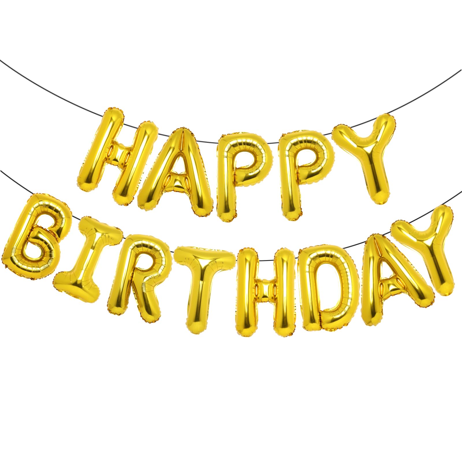 Photo 1 of Accevo Gold Happy Birthday Balloons 16 Inch Mylar Foil Letters Balloons Happy Birthday Banner for Kids Child Adults Boys Girls Happy Birthday Sign Birthday Party Decorations Supplies
