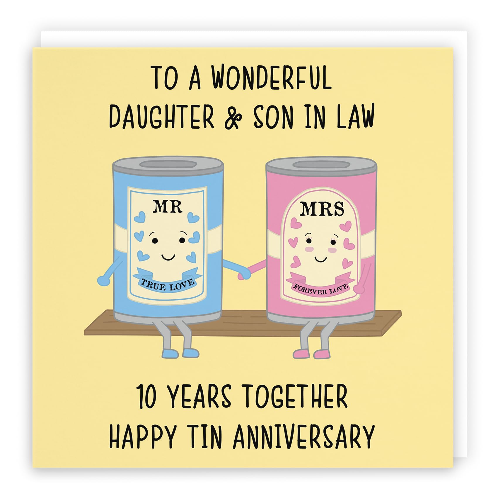 Hunts England - Daughter And Son In Law 10th Anniversary Card - To A Wonderful Daughter & Son In Law - 10 Years Together - Happy Tin Anniversary - Iconic Collection