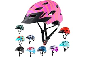 Bavilk Kids Bike Helmet Child Youth Adjustable Multi-Sport Bicycle Cycling Scooter LED Light Detachable Visor Girls Boys