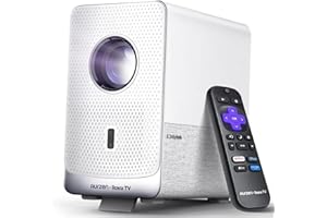 Aurzen Roku TV Smart Projector with WiFi and Bluetooth, D1R Cube Roku Streaming Experience Built-in, Sealed Optical Engine, 1