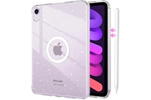 DUEDUE Glitter Case for iPad mini 7 (A17 Pro) 2024 /mini 6 2021 Clear iPad mini 7/6th Generation Rugged PC Back Cover Shockpr