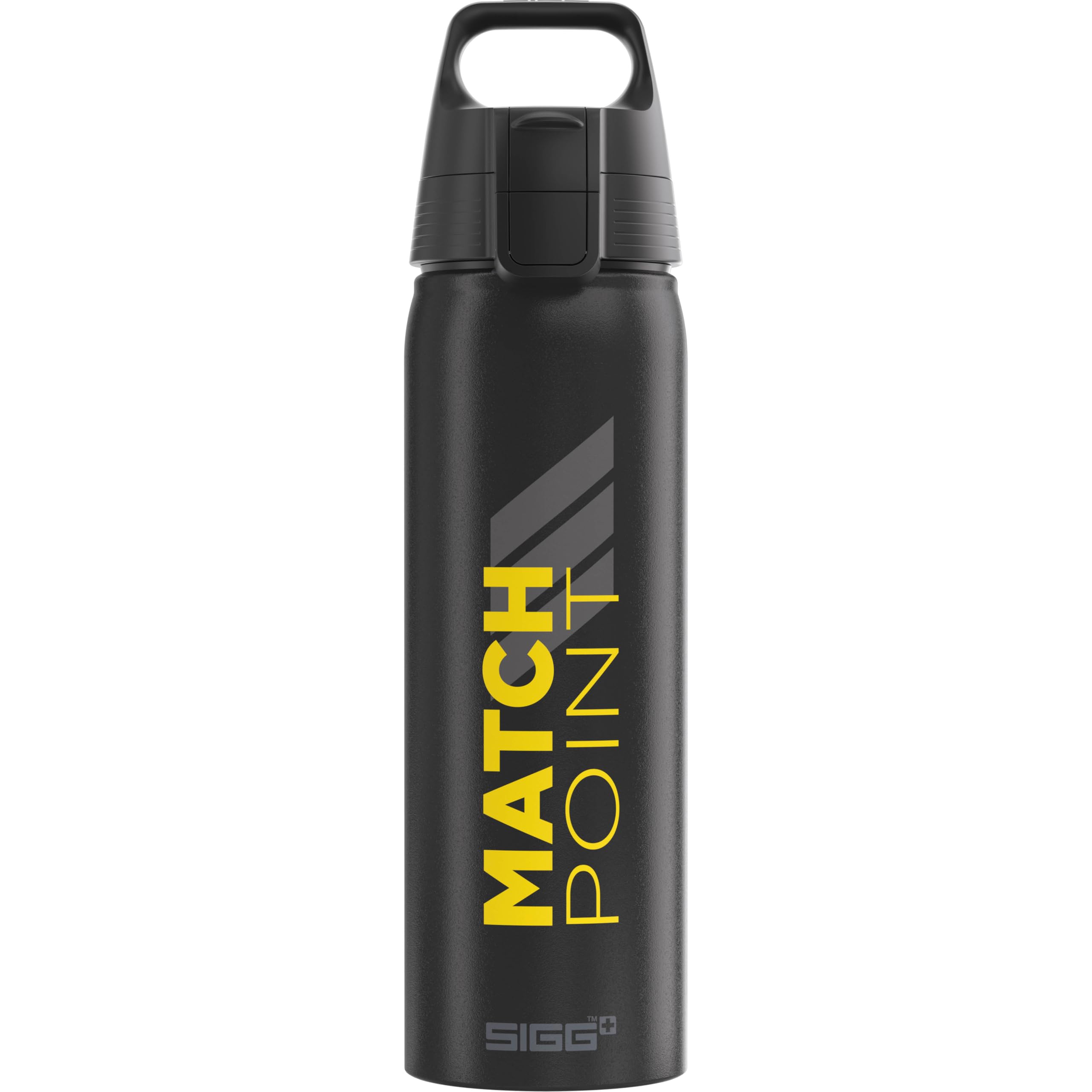 Sigg - Aluminum Water Bottle - WMB Pathfinder Match Point - Climate Neutral Certified - Suitable for Carbonated Beverages - Leakproof & Lightweight - BPA Free - Black with Design - 0.75 L
