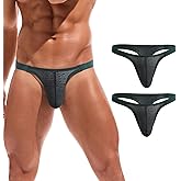 Summer Code Men's Striped Thong Low Rise Elastic Waistband Underwear