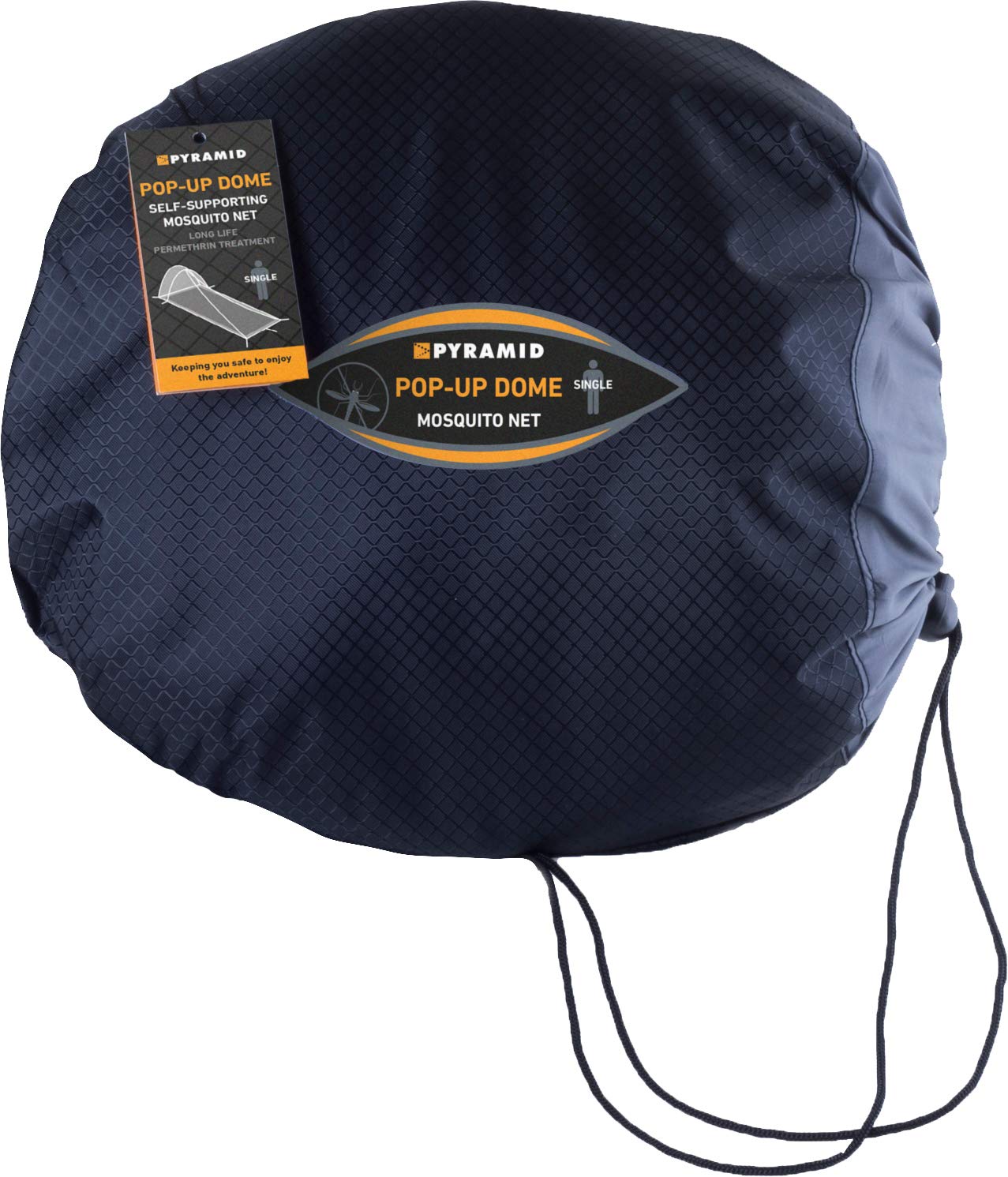 Pyramid Premium Mosquito Net - Pop Up Dome Single Self Supporting Permethrin Treated in White for Single Bed