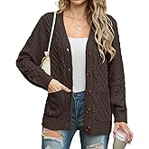 GRECERELLE Women 2025 Fall Long Sleeve Cable Knit Sweater Button Open Front Cardigan Loose Outerwear Coat with Pockets