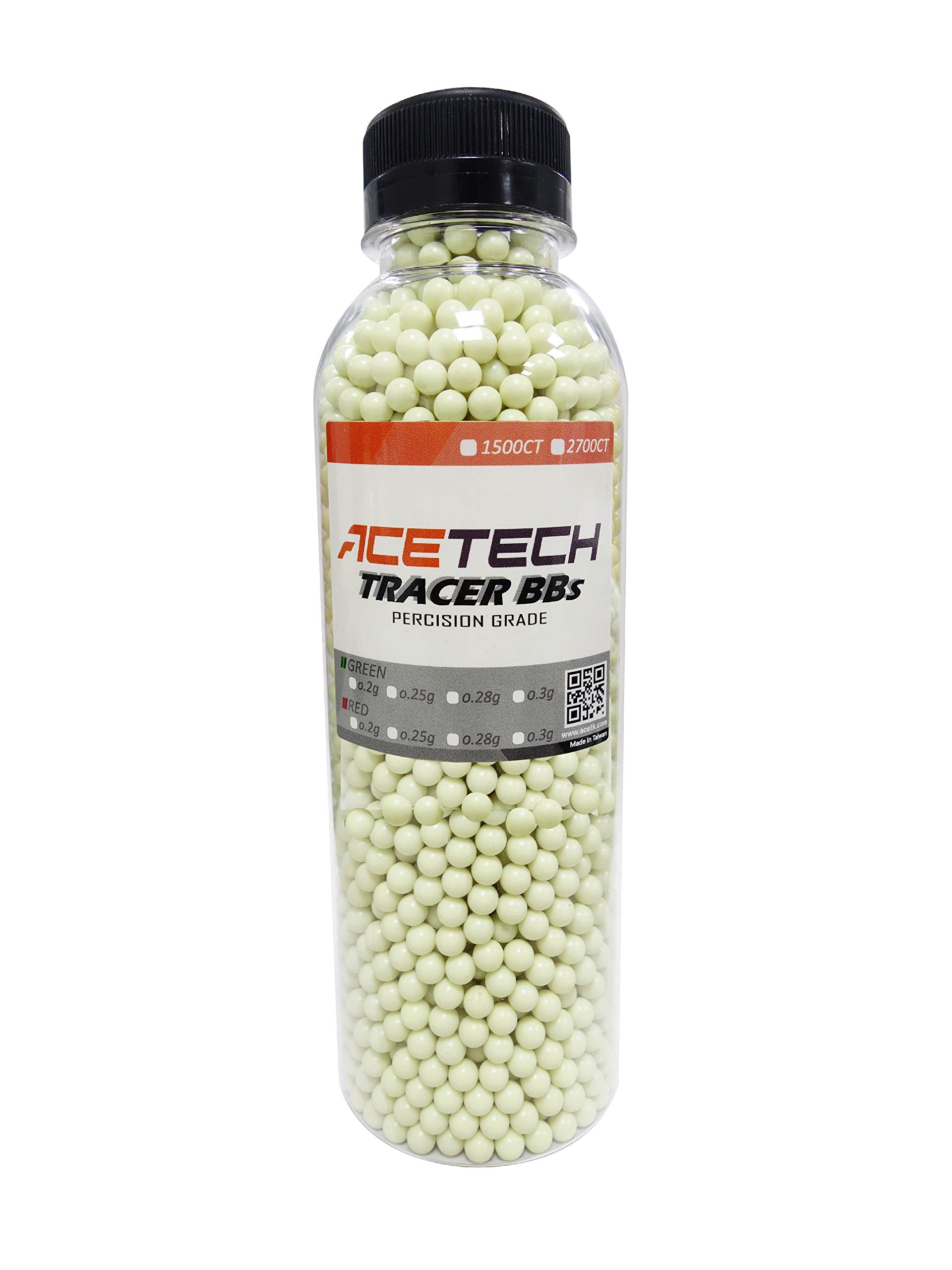 Acetech Airsoft Gun Glow in Dark Tracer BBs Green (Green 0.2g 2700CT)