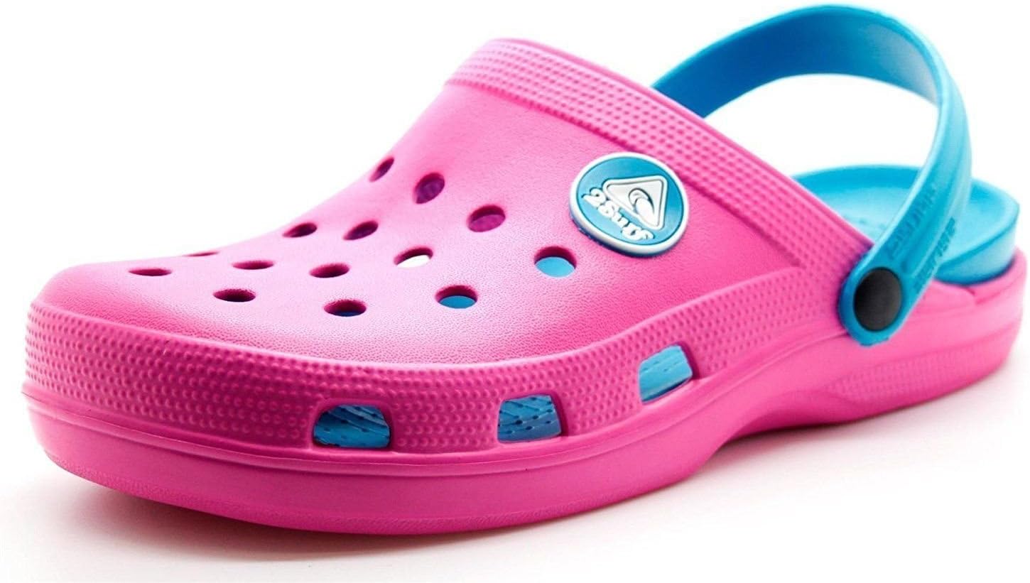 Ladies Surf Beach Clogs Womens Garden Sandal Water Proof Mules Casual Shoes Size 3-8 (4 UK, Pink/Turquiose)