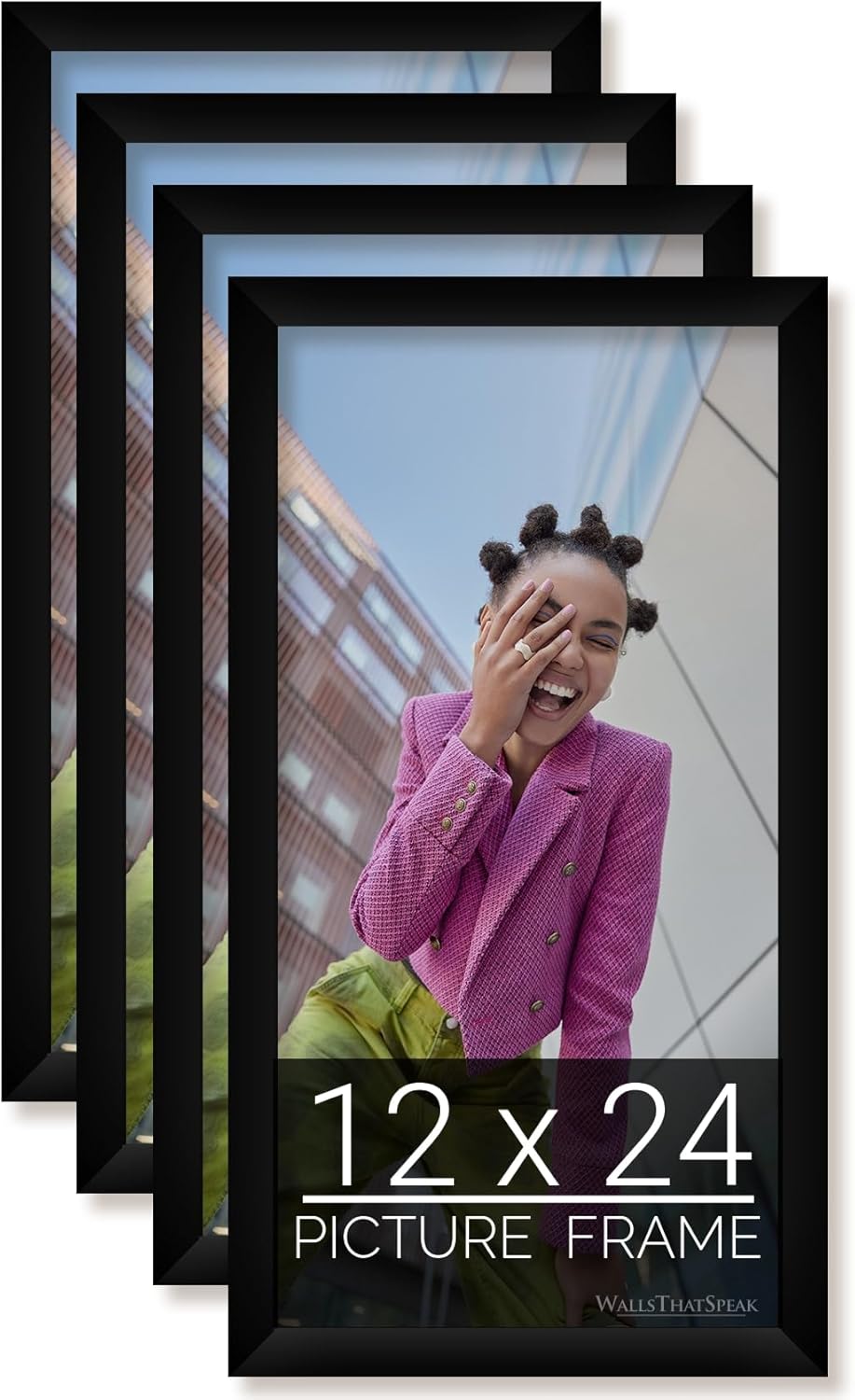 Wall Décor - wallsthatspeak 12x24 Black Picture Frame for Puzzles Posters Photos or Artwork, Set of 4