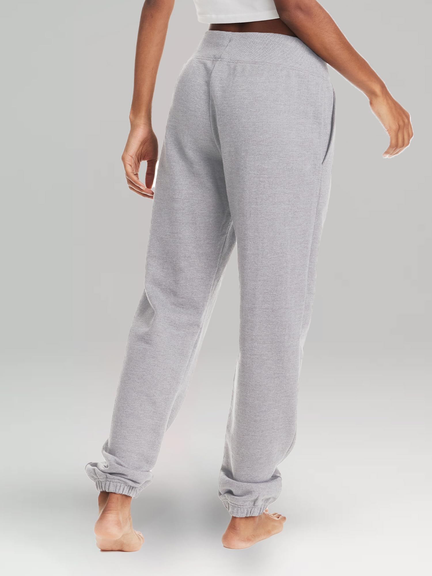 U.S. Polo Assn. Womens Sweatpants with Pockets, French Terry Jogger Lounge Pants (Heather Grey, Medium)