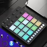 HALCONTORNO Beat Maker Machine - Bluetooth MIDI Pad Simulator, SMC-PAD Plus | Audio MIDI Controller, M-Wave Portable Beat Pad Compatible with Windows macOS iOS Android, 2000mAh Battery, 16 Pads, 8 Knobs