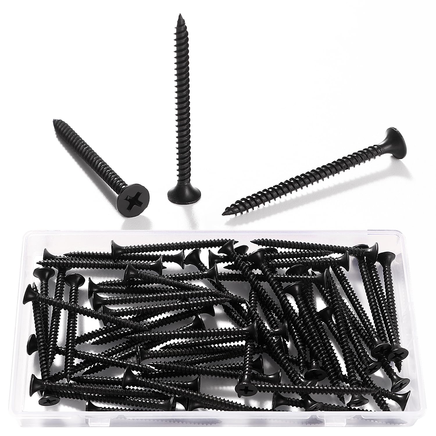 VooGenzek 60 PCS M3.5 * 50 mm Coarse Thread Point Drywall Screws, Phillips Countersunk, Plasterboard Wood Screw, for Wood, Black — image 1