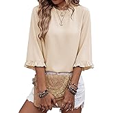 EVALESS Womens Half Sleeve Tops Cute Chiffon Blouses Summer Lightweight Ruffle Sleeeve Shirts Loose Fit Daily Wear 2026