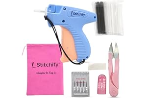 Stitchfy Stitch Gun Kit – 13 Piece for Clothes Tool Kit with 1500 Fasteners (500 B 500 W 500 Clear), Cutter, 6 Needles & Micr