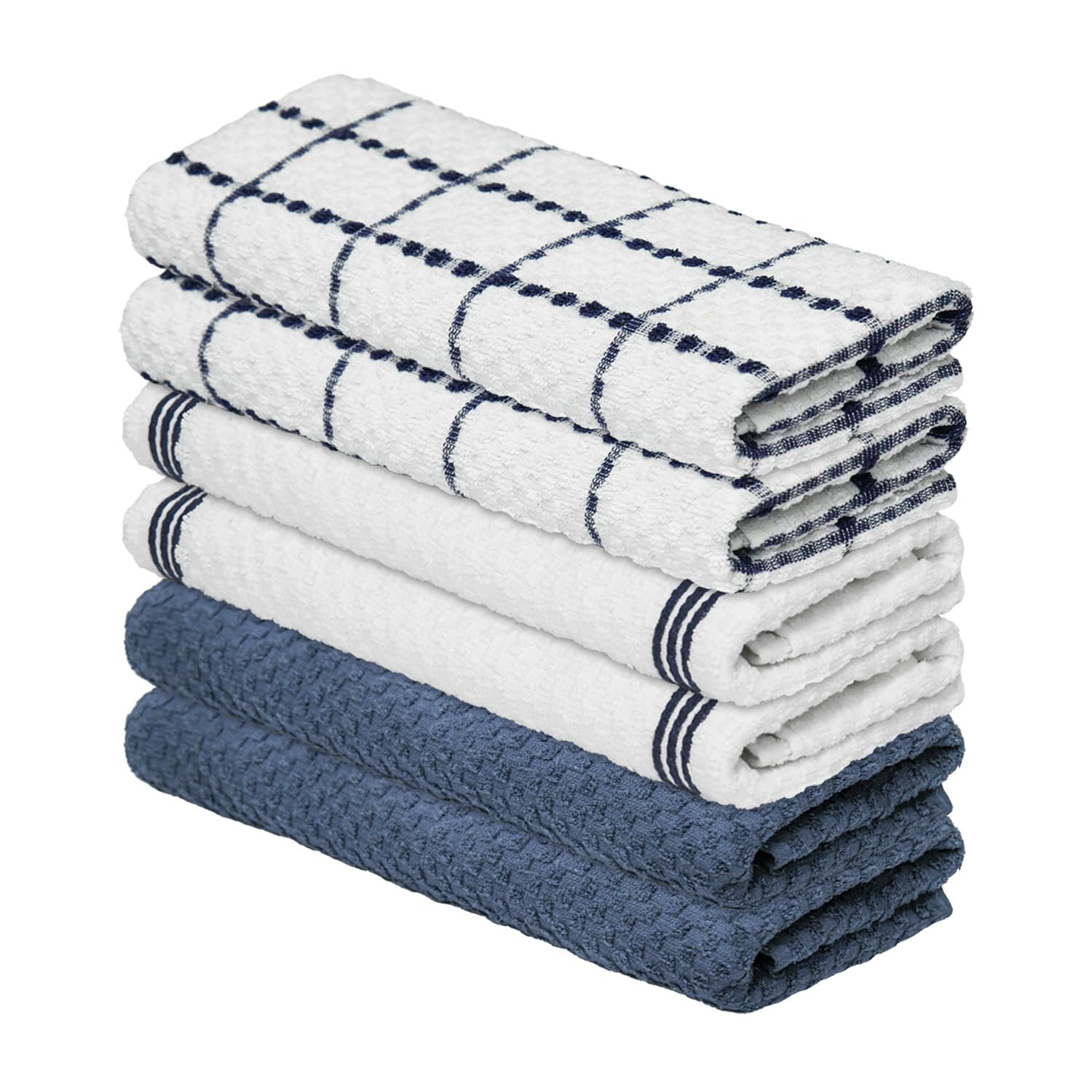 Photo 1 of ***MISSING ONE TOWEL***Artoid Mode Ring Spun Cotton Blue Kitchen Dish Towels, 15x25 Inch Ultra Soft Absorbent Quick Drying Household Cleaning Tea Towels Bar Towels Set of 6