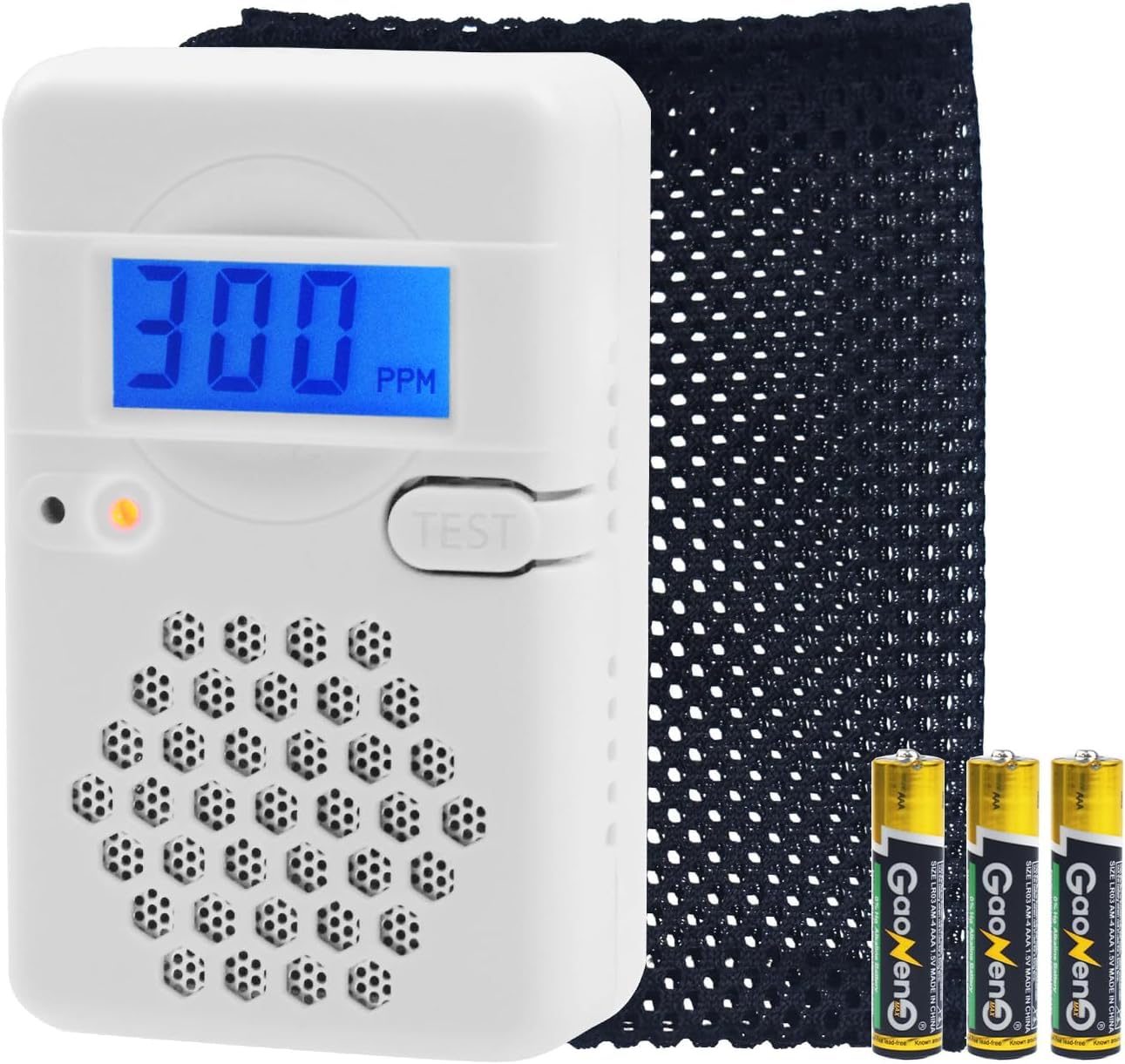 LSENLTY Kohlenmonoxid-Detektoren, 3 Jahre Standby-Zeit, 0–999 CO-Detektorbereich, 85 dB lauter Kohlenmonoxid-Detektor für Reisen und Camping (Netztasche, Batterie im Lieferumfang enthalten)