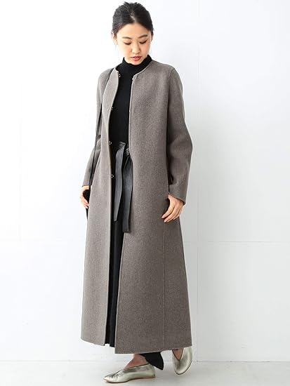 Amazon レイビームス Ray Beams その他ブルゾン Rbs リバー ノーカラー ロングコート レディース Grey 0 コート ジャケット 通販