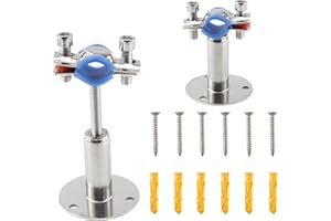bociloy 304 Stainless Steel Wall Mount Ceiling Mount Pipe Supports, Adjustable Pipe clamp Fixed Support Pipe Strap Bracket for 1/2inch (19-23mm ) Diameter Tubes, Adjustable Height 50-100mm, 2PCS