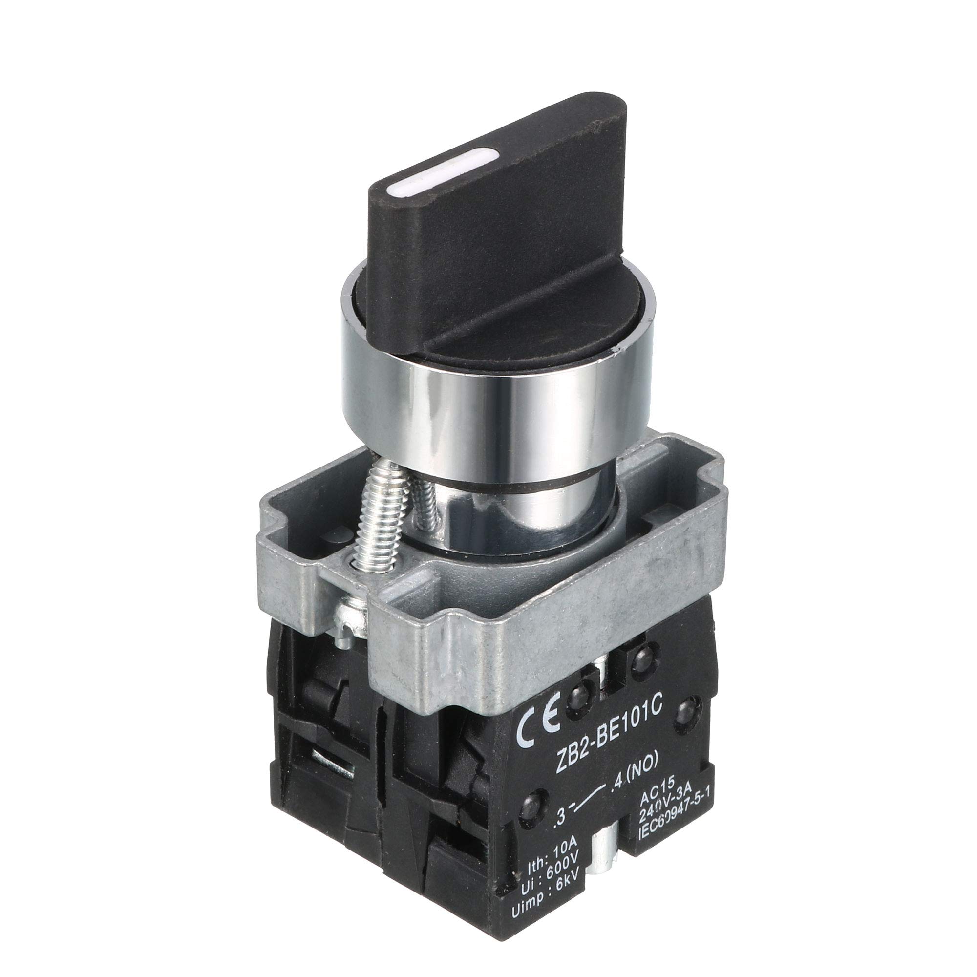 Sourcingmap Panel Mounting 3 Position Selector Black Rotary Switch AC240V 3A 2NO