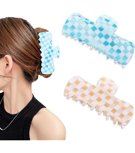 Amazon.com : 4inch Checkered Claw Clips 3 Styles 4 Pieces  display picture 1