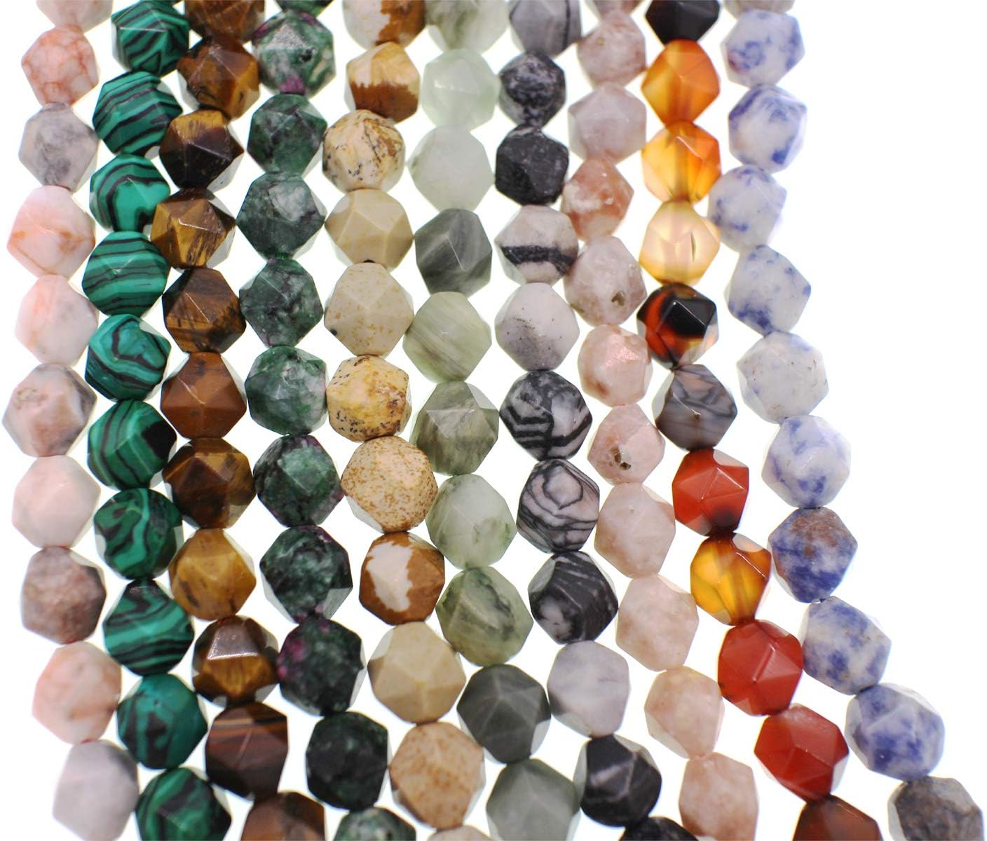 Natural Daimond Agate Gemstone Stone Loose Beads for Jewelry Making with Storage Box (Diamond-Shaped 8mm)