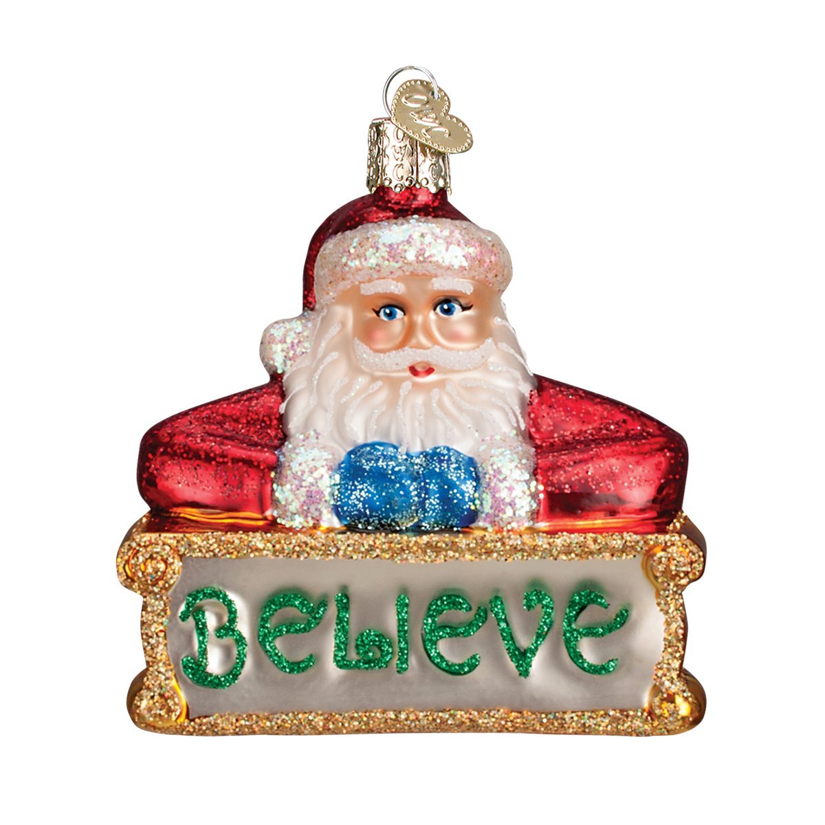 Old World Christmas Ornaments Believe Santa Glass Blown Ornaments for Christmas Tree — image 1