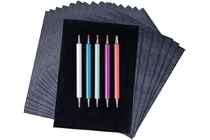 HLONON 50 Sheets Carbon Paper Graphite Paper Black Carbon Transfer (8.5 x 11.5 inch) Tracing Papers with 5 PCS Embossing Styluses Dotting Tools for Wood Paper Canvas Craft