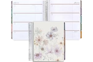 Erin Condren 7x9 Coiled Life Planner (July 2024 - December 2025) - Wildflowers Classic Cover, Horizontal Layout, Bold Blooms Theme, Platinum Coil