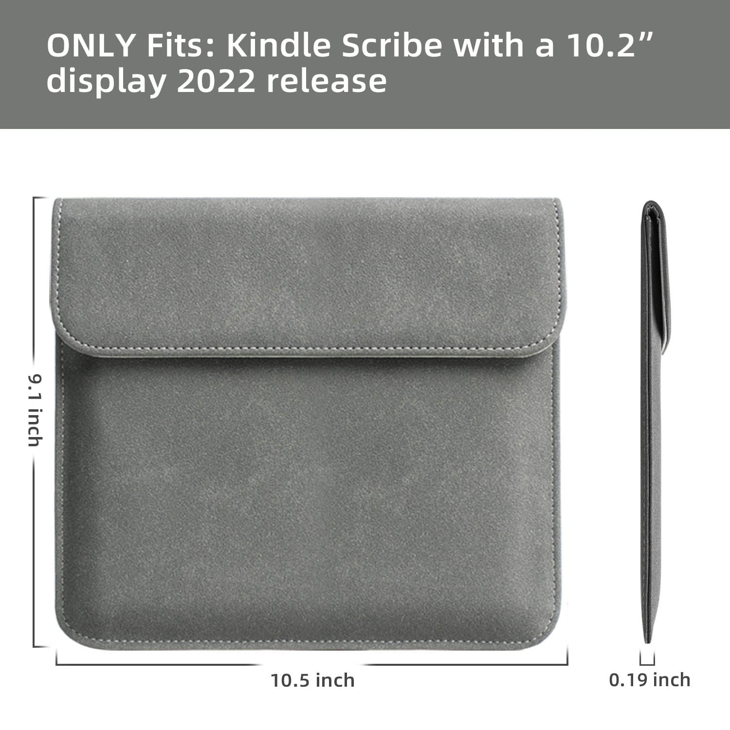WALNEW Sleeve Case for Kindle Scribe 10.2-inch with Pen Holder (Gray) | 2024 and 2022 Releases | Protective Pouch Bag | for Amazon E-Reader