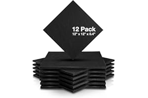 Fstop Labs Acoustic Foam Panels, 12" X 12" X 0.4" Acoustic Sound Absorbing Panel Tiles, Acoustic Panels, Absorption Insulation Treatment Used in Home & Offices (12 Pack, Black)