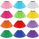 12 Pcs Runners Tutu Skirt for Women 4 Layered Tulle Tutu Colorful Running Elastic Puffy Skirt 80s Tutu Dress Ladies, 12 Colors Multicolor