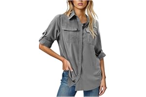 Yihaojia UPF 50+ Safari Shirt for Women Long Sleeve Sun Protection Hiking Shirts Outdoor Quick Dry Cooling Fishing Sun Shirt