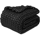 YnM Chunky Throw Blanket, Medium-Weight, Hand Knitted, Skin Friendly, Ventilated and Breathable, Machine Washable, Home Décor Piece for Couch, Sofa and Bed (Black, 40x50 Inch)
