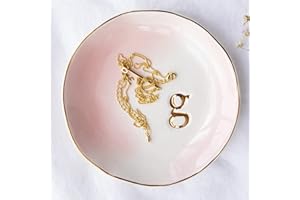 COLLECTIVE HOME - Ceramic Jewelry Tray, Decorative Trinket Dish for Rings Earrings Necklaces Bracelet Watch Keys, Birthday Mother's Day Christmas Gift for Women, 4.75", Colored Surface (G)