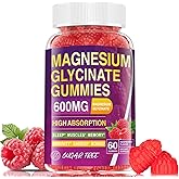 Magnesium Glycinate Gummies 600mg, High Absorption, Chewable Magnesium Supplement for Adults, Potassium Gummies with Vitamin D, B6, CoQ10, for Relaxation, Sleep & Mood Support, 60 Count