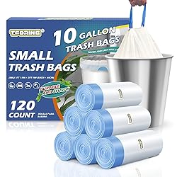 T.FORING 10 Gallon Trash Bags with Drawstring - 120