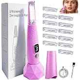 Sonic Dermaplane Razor for Women Face, 12 Refill Blades | Sonic Dermaplaning Tool for Peach Fuzz &amp; Exfoliation, Eyebrow &amp; Face Hair Remover