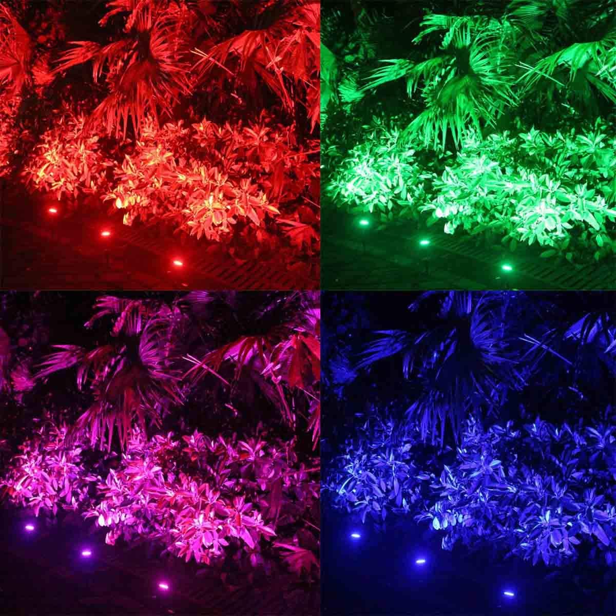 ZUCKEO Landscape Lighting 6W RGB Remote Control LED Landscape Lights 12V 24V Low Voltage Garden Pathway Lights, Waterproof 16 Color-Changing Decorative Lights for Indoors Outdoors(8 Pack) - - 