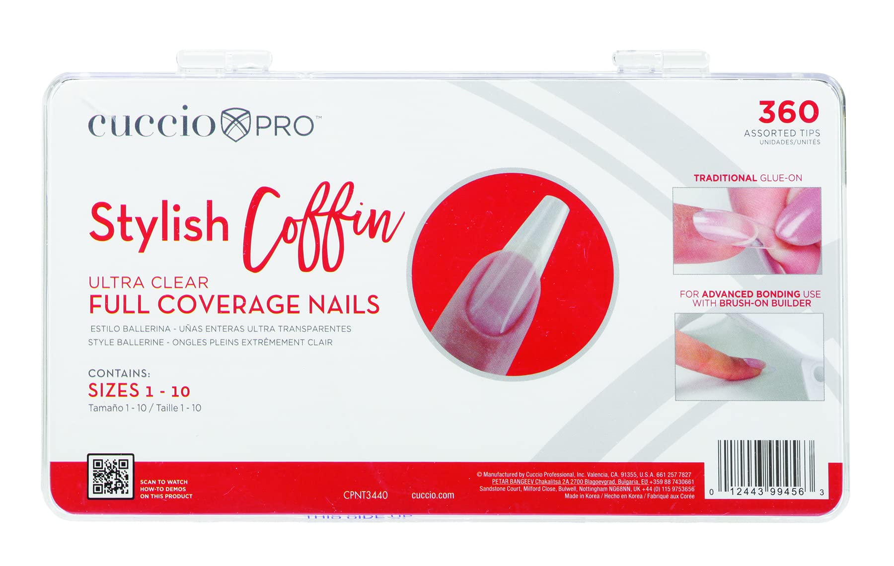 Cuccio Stylish Coffin Ultra Clear Full Cover Tips 360ct — image 1