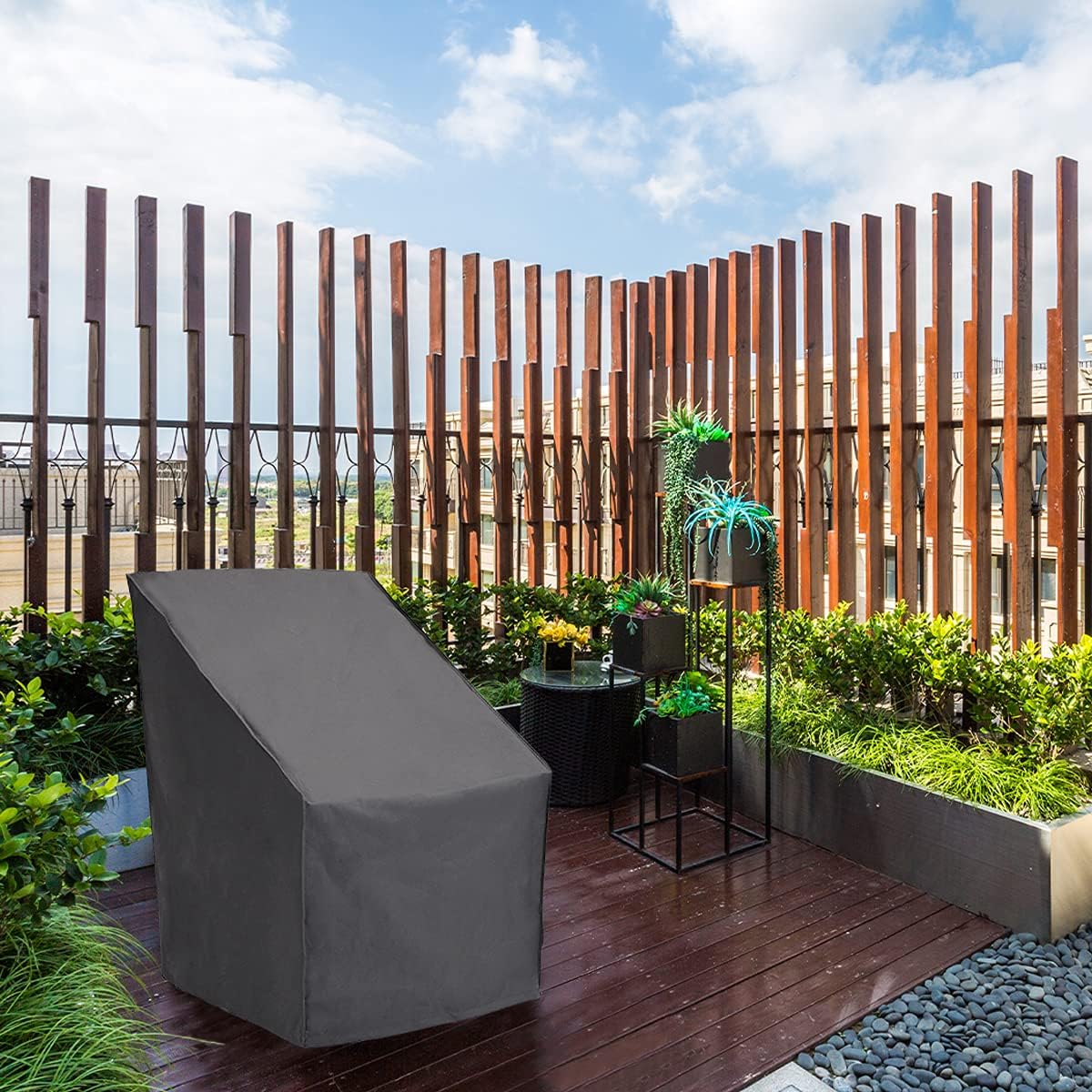 Patio Watcher 4 High Back Patio Chair Cover, Durable and Waterproof Outdoor Furniture Chair Cover, Grey : Garden & Outdoor