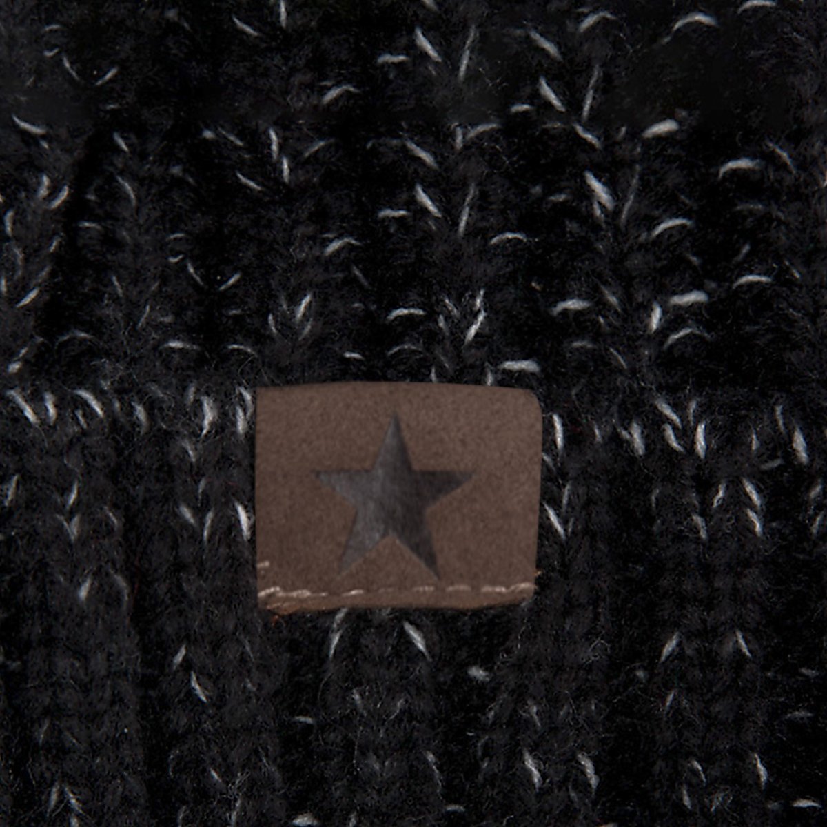 EVRFELAN Winter Fox Pompom Beanie Cable Knit Warm Hat Ribbed Ski Skull Cap (Black)