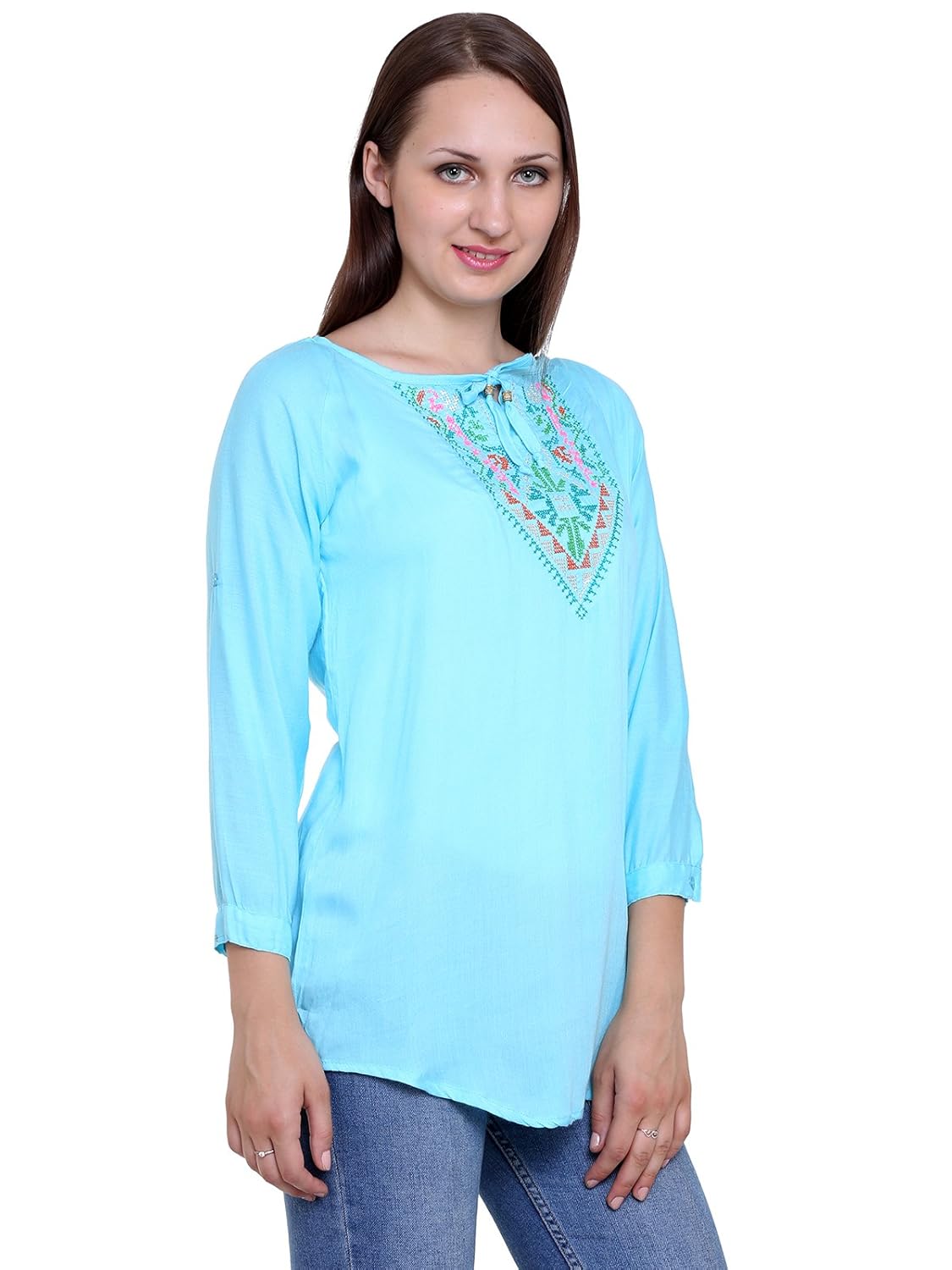 papsara green rayon women long top