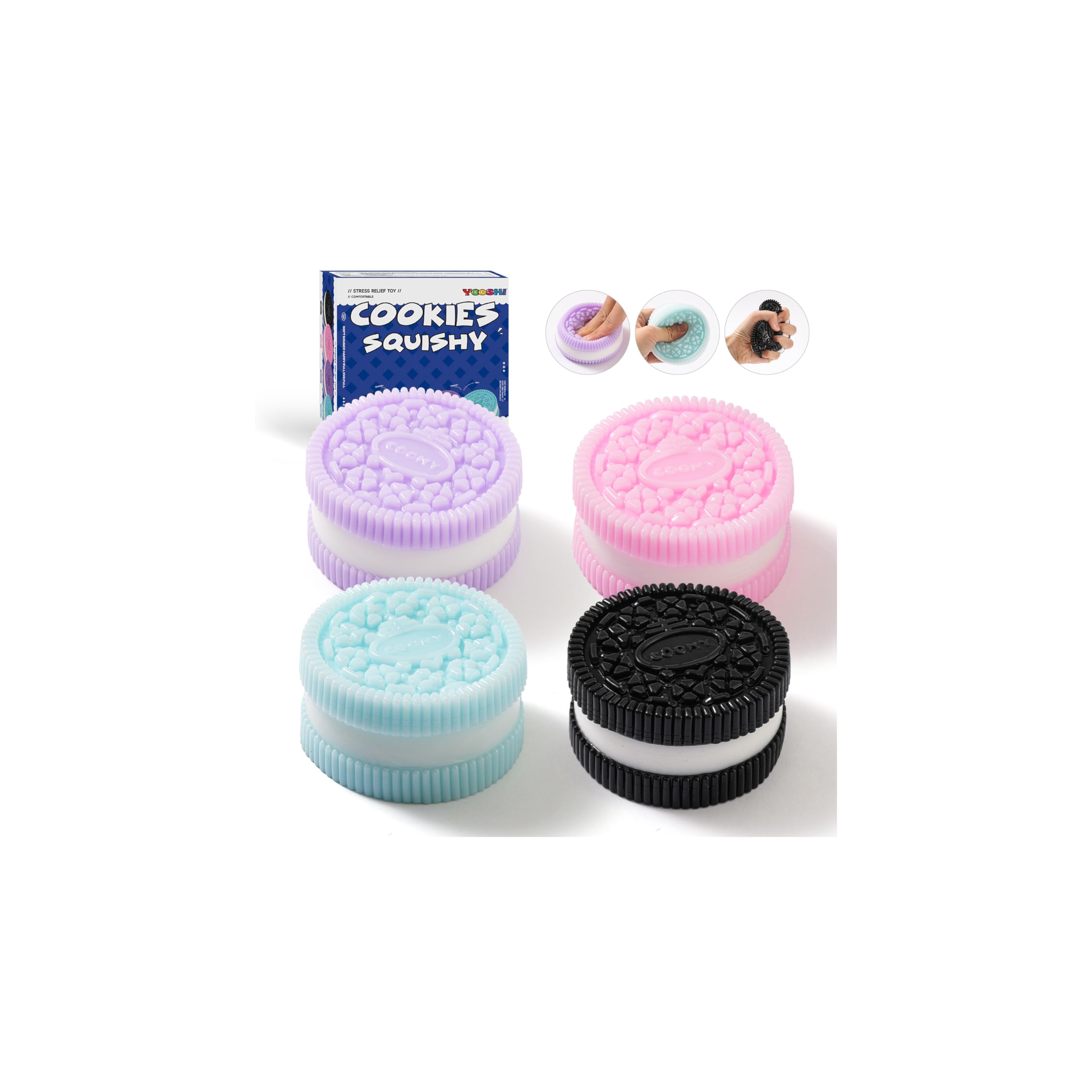 Photo 1 of 4Pcs Taba Fidget Squishy Toys, Ultra Soft Stress Relief Toys for Kids Adults, Kawaii Cute Cookies Squeeze Sensory Toys, Decompression Anxiety Relief Party Favors Gifts for Girls & Boys