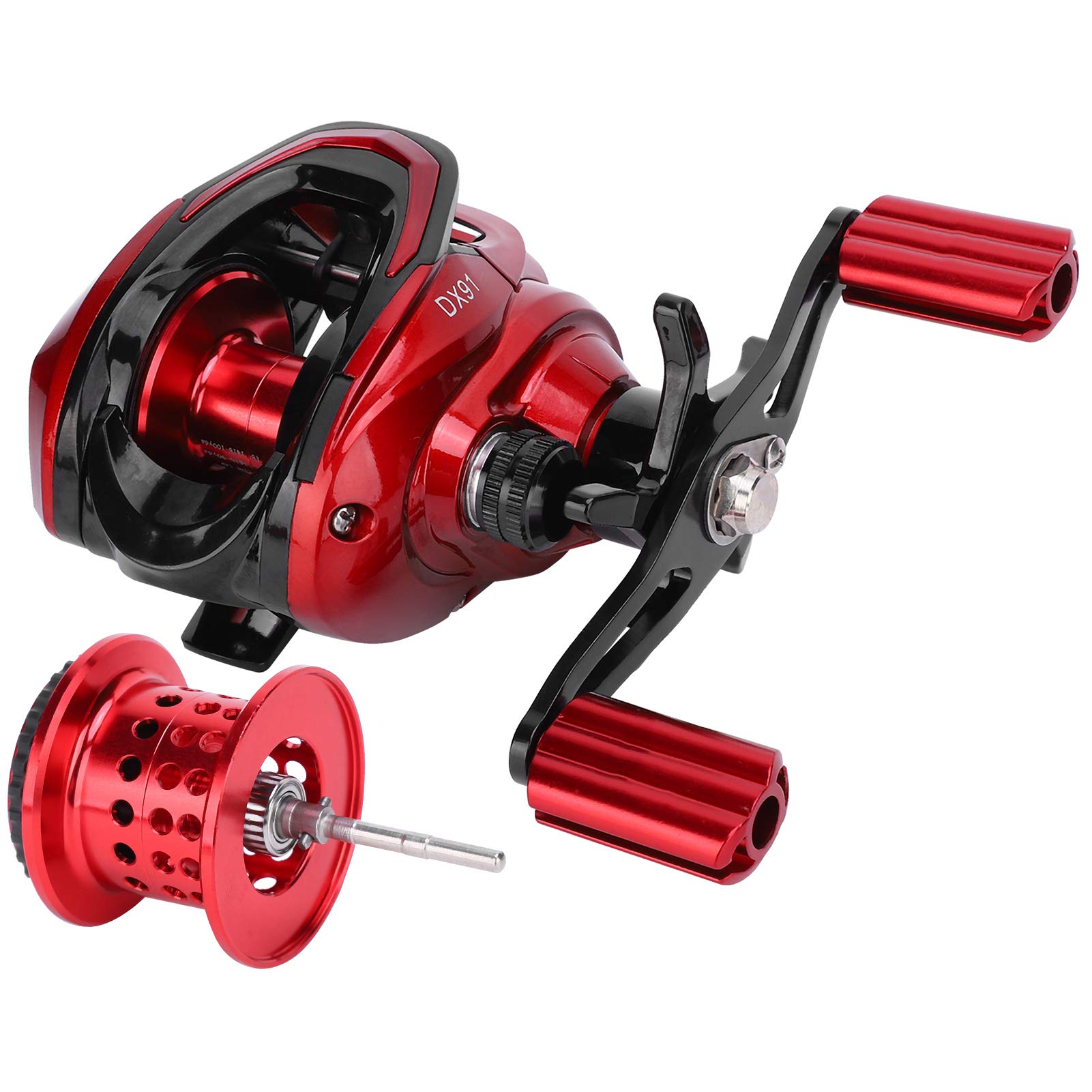 VGEBY Fishing Reel Baitcasting, 6 Gear Centrifugal Magnetic Baitcasting Reel Dual Brake Reel 18+1 Bearing Baitcast Fishing Reels(Right hand) Fishing Supplies