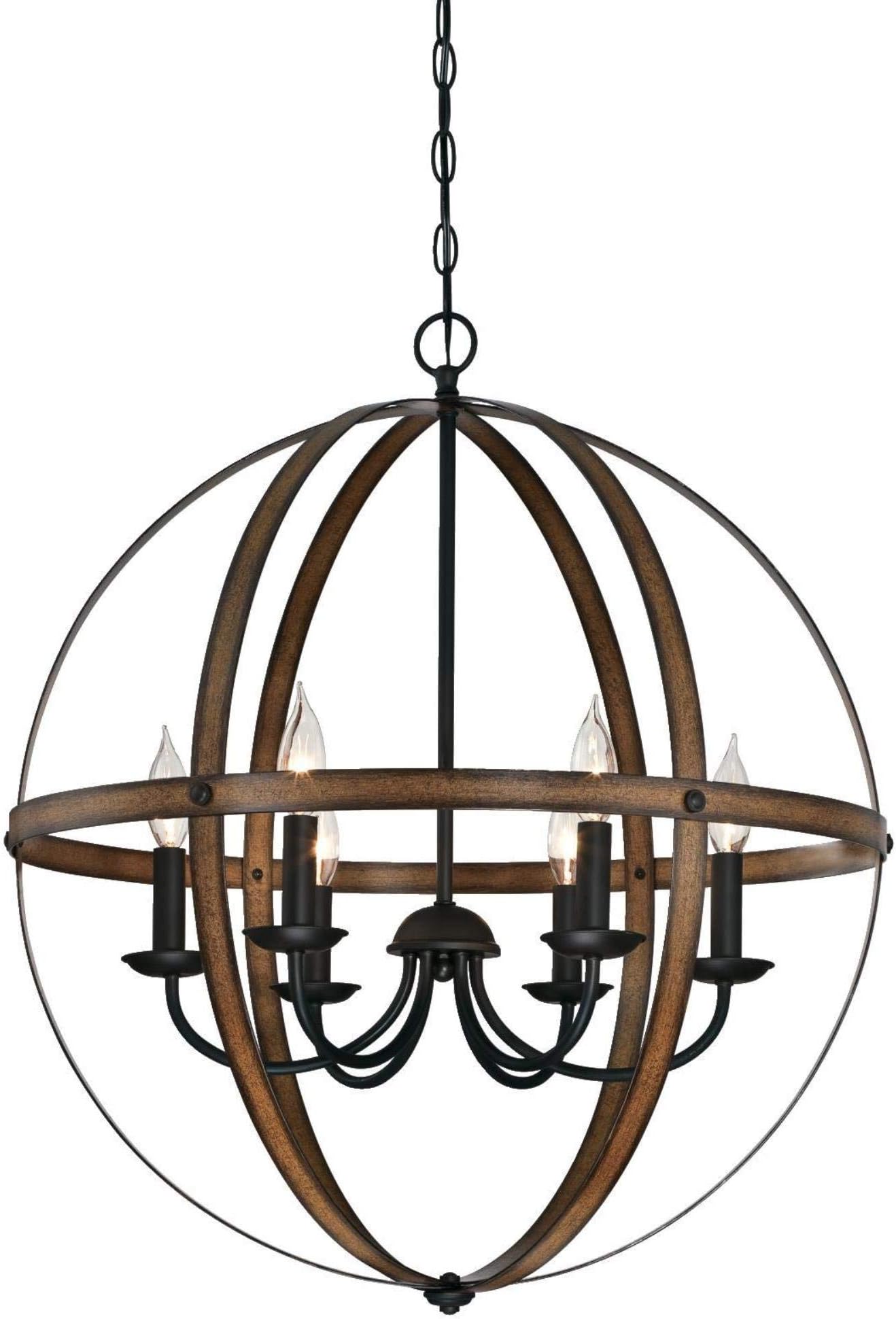 Westinghouse Lighting 6333600 Stella Mira Six-Light Indoor Chandelier, Barnwood and Oil Rubbed Bronze Finish (Renewed)