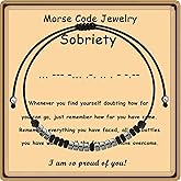 GIAYIER Sobriety Bracelet for Women & Men - Inspirational Morse Code Addiction Recovery Gift