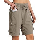 Women's 9" Hiking Cargo Shorts Quick Dry Lightweight Summer Shorts for Camping Travel Golf 6 Pockets