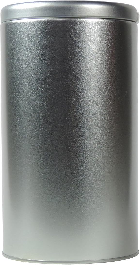 mikken Tea Jar Round with Lid Storage Caddy/Coffee Tin for 430GR. Metal, Color Silver, 10 x 10 x 18 cm