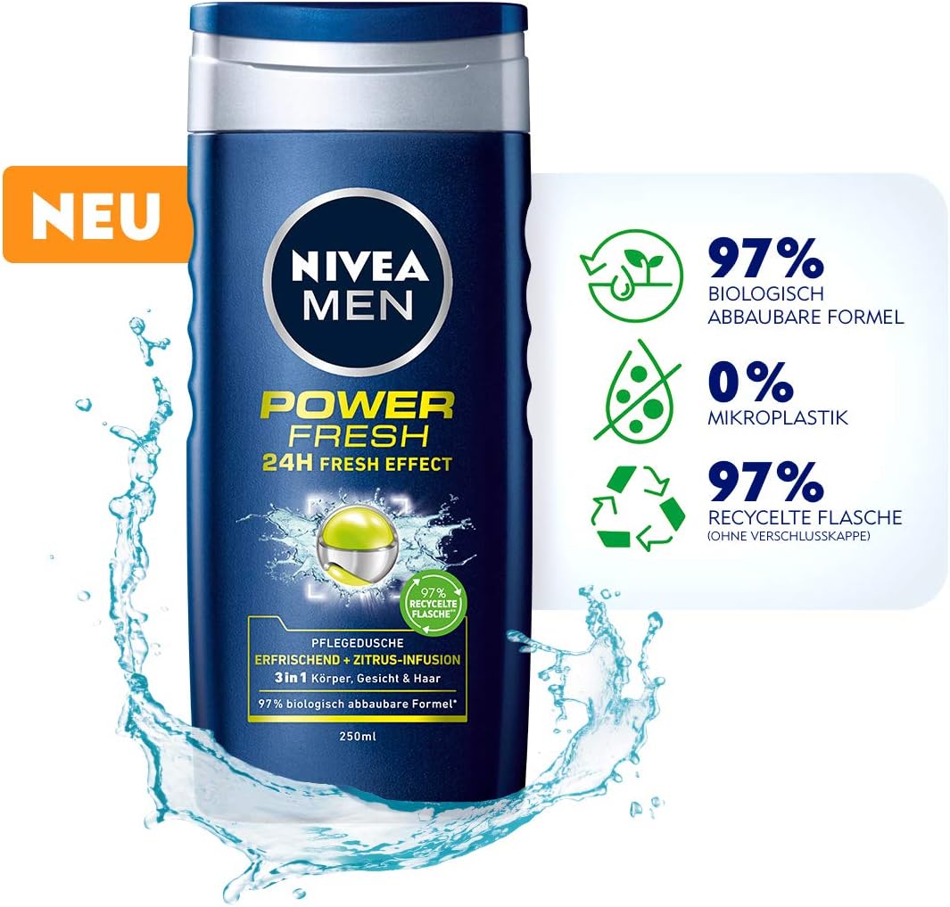 Nivea - Shower Gel For Men Power Fresh - 250 ml, 250 ml (Pack of 1) - Image 4